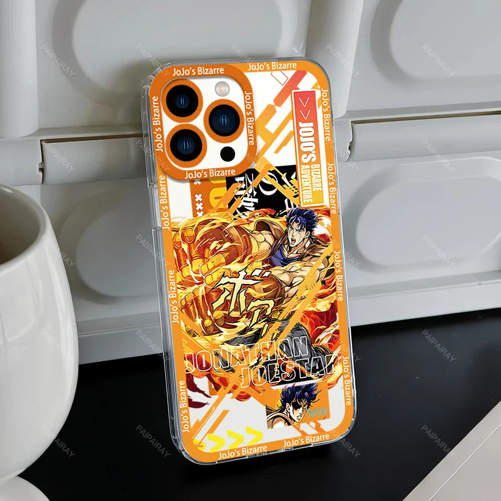 JoJos Bizarre Adventure Anime Phone Case for iPhone 12 11 13 14 15 16 Max Pro Plus Transparent Bezel Cover ST Superstore