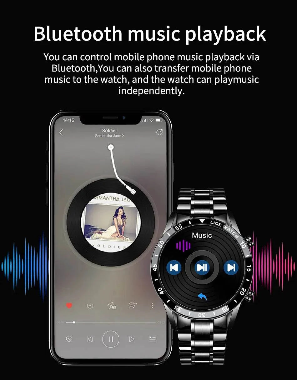 LIGE Smart Watch Men Full Circle Touch Screen Bluetooth Call Men Smartwatch Waterproof Sport Activity Fitness Watch+Box