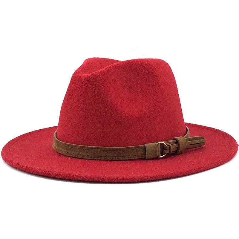 New Adjustable Unisex Wool Fedora Hat Luxury Wide Brim Fedora Floppy Hat Gentleman Elegant Winter Autumn Wide Comfortable Soft Hat Outdoor Wide Brim Hat With Strap Stevvex
