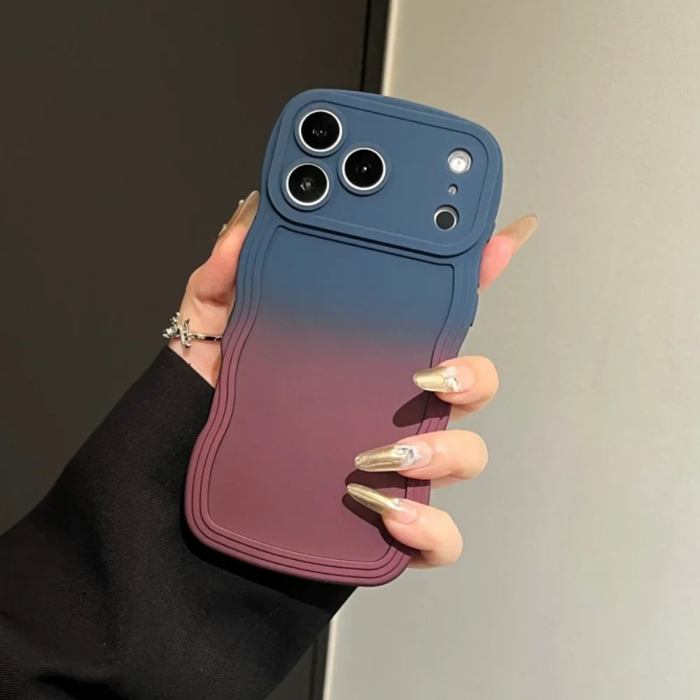 Soft Silicone Gradient Color Wave Phone Case For iPhone