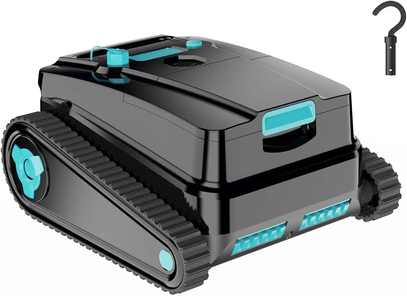 Cordless robotic pool cleaner for above-ground and in-ground pools; features automatic parking; maximum cleaning coverage of 19.8 meters / 1,100 square meters (tracked model). FLIPSTYLEZLLC