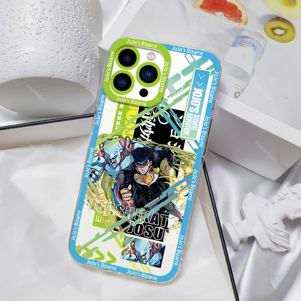 JoJos Bizarre Adventure Anime Phone Case for iPhone 12 11 13 14 15 16 Max Pro Plus Transparent Bezel Cover ST Superstore