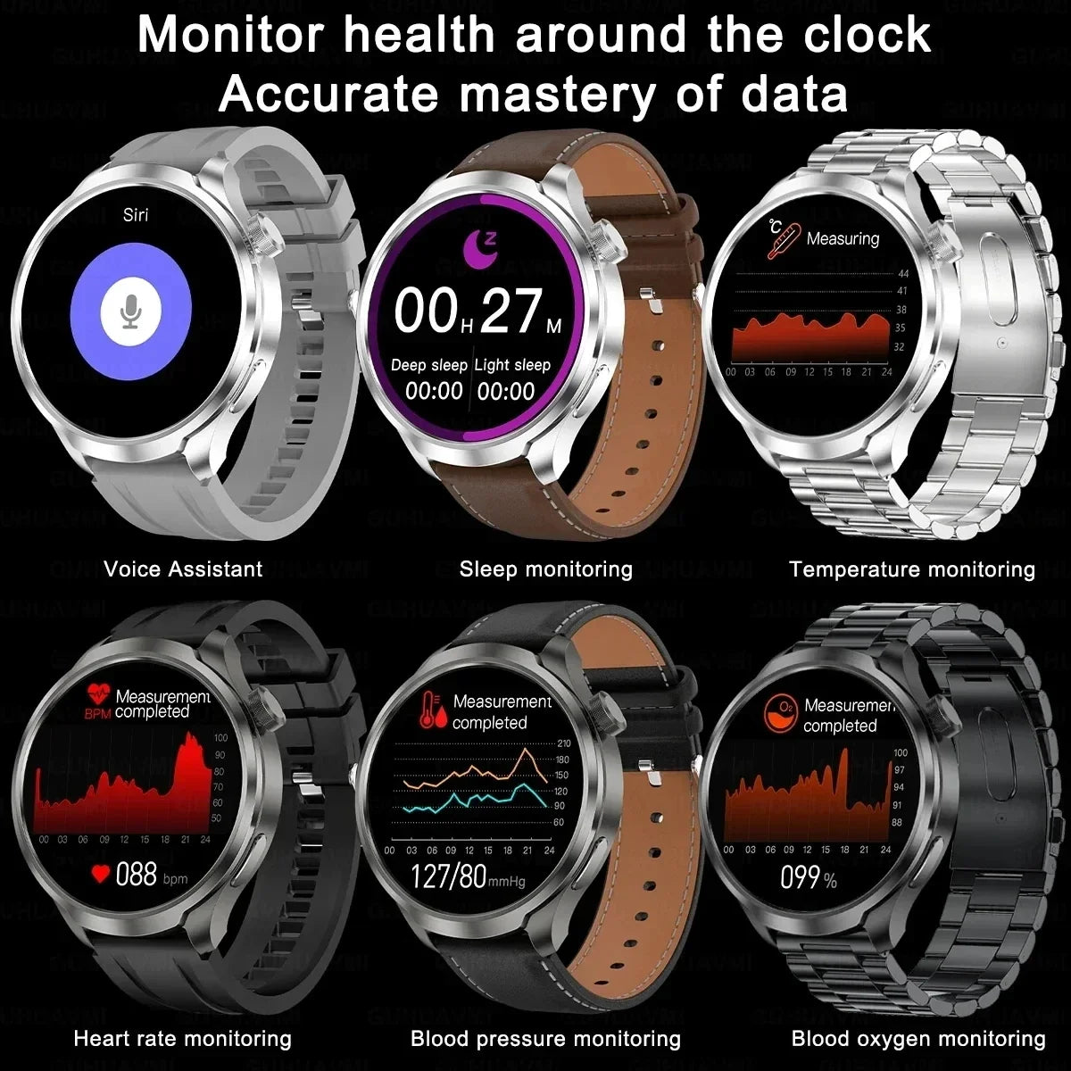 New GPS Sports NFC Fashion Smartwatch Men's 1.85 "AMOLED Screen Heart Rate Blood Pressure Health Smart Watch For Huawei IOS