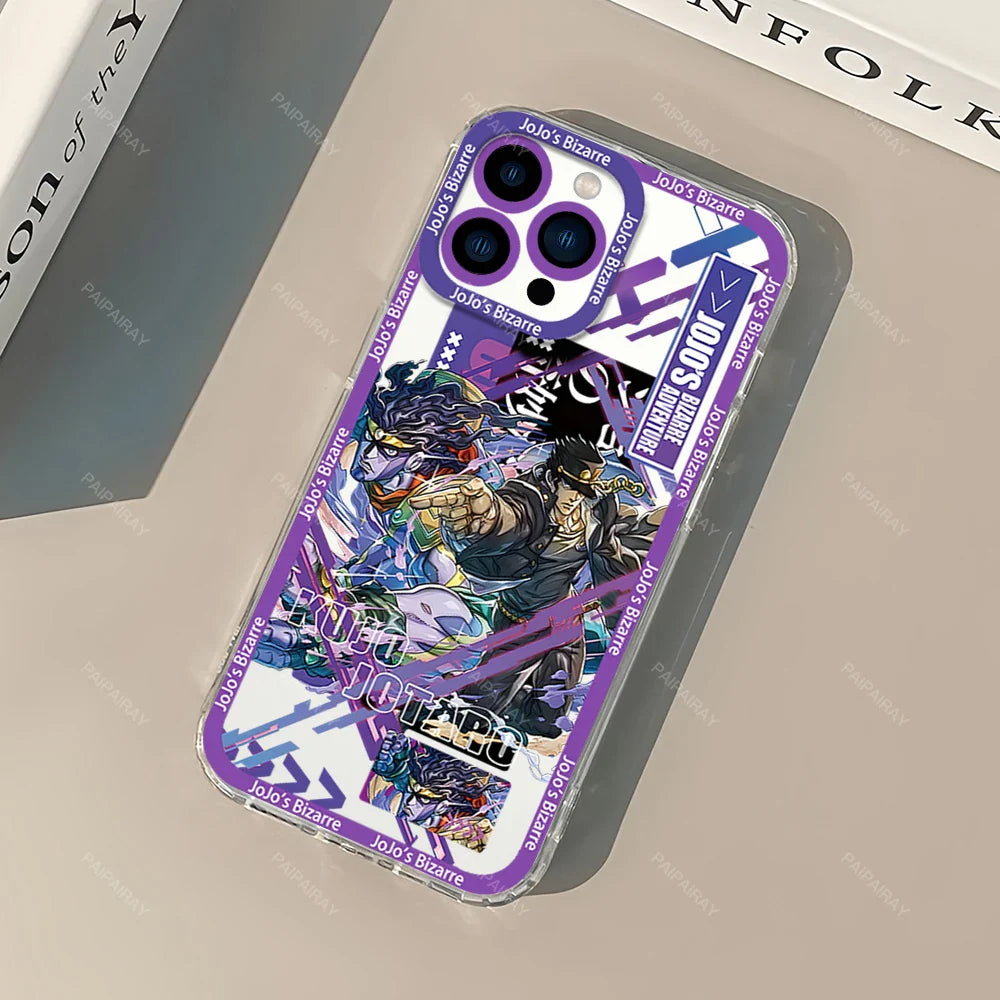 JoJos Bizarre Adventure Anime Phone Case for iPhone 12 11 13 14 15 16 Max Pro Plus Transparent Bezel Cover ST Superstore