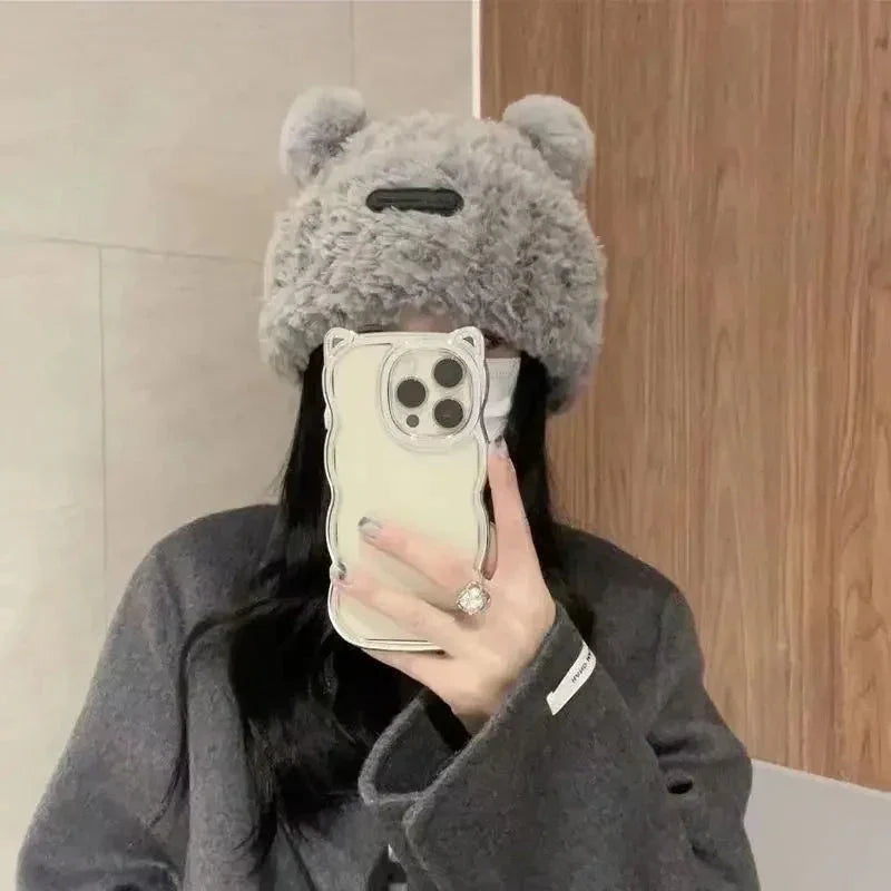 Letter Bear Ears Knitted Woolen Hat – Cute Cat-Ears Beanie for Women FitiqueFit