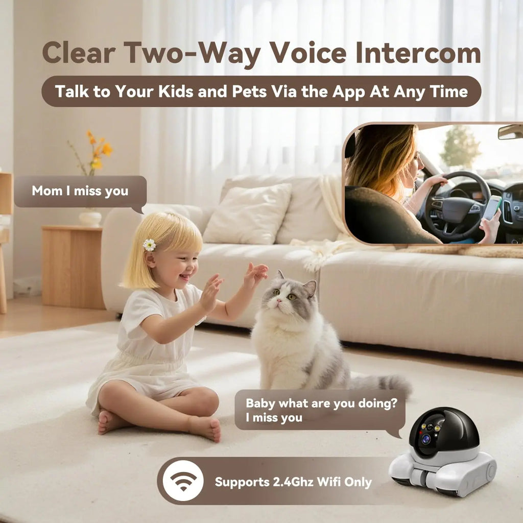 Indoor Security Camera 1080P Dual Lens, Mobile Robot with Wheels, Two-Way Audio, Remote-Controlled Bot with Night Vision, App-Controlled for Home Safety, Pets, Baby, Elderly FLIPSTYLEZLLC