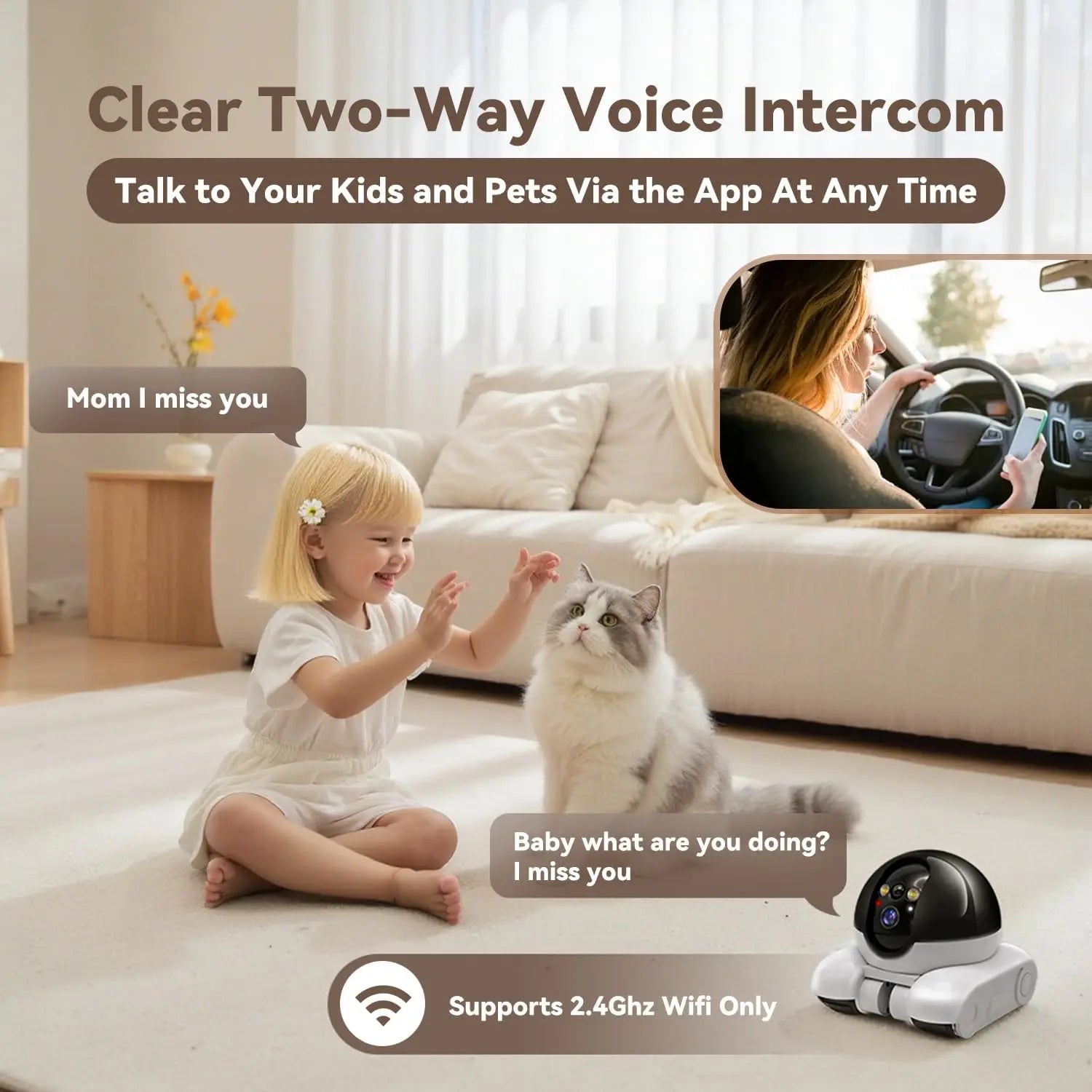 Indoor Security Camera 1080P Dual Lens, Mobile Robot with Wheels, Two-Way Audio, Remote-Controlled Bot with Night Vision, App-Controlled for Home Safety, Pets, Baby, Elderly FLIPSTYLEZLLC
