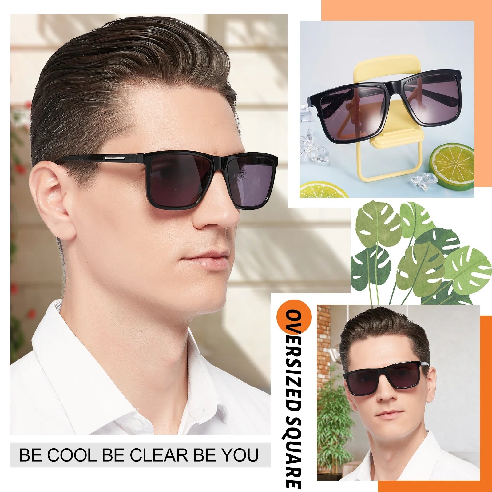MARE AZZURO Large Square Sunglasses Reading Glasses For Men Optical Eyeglasses Frame Hyperopia Reading Glasses