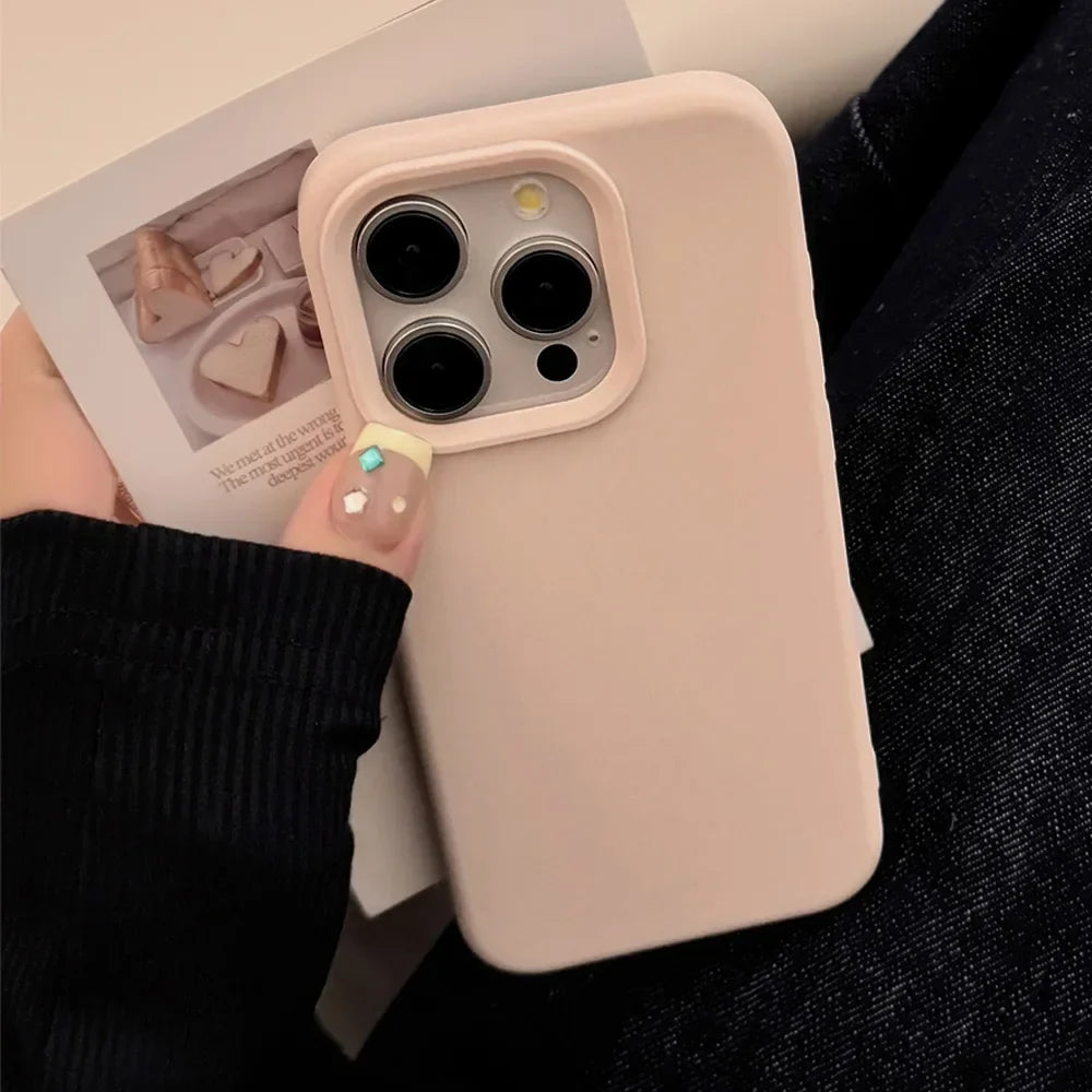 Dopamine-Inspired Silicone Solid Color Simple Fashion Phone Case For iPhone