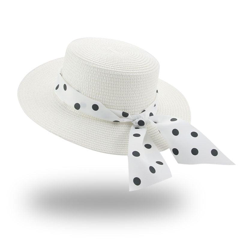 Elegant Adult Bucket Hat Beach Summer Straw Hats for Women Beach Sun Straw Hat Wide Luxury Comfortable Hat  Flat Top Ribbon Bowknot Elegant Luxury Women Summer Hat 56-58cm Stevvex