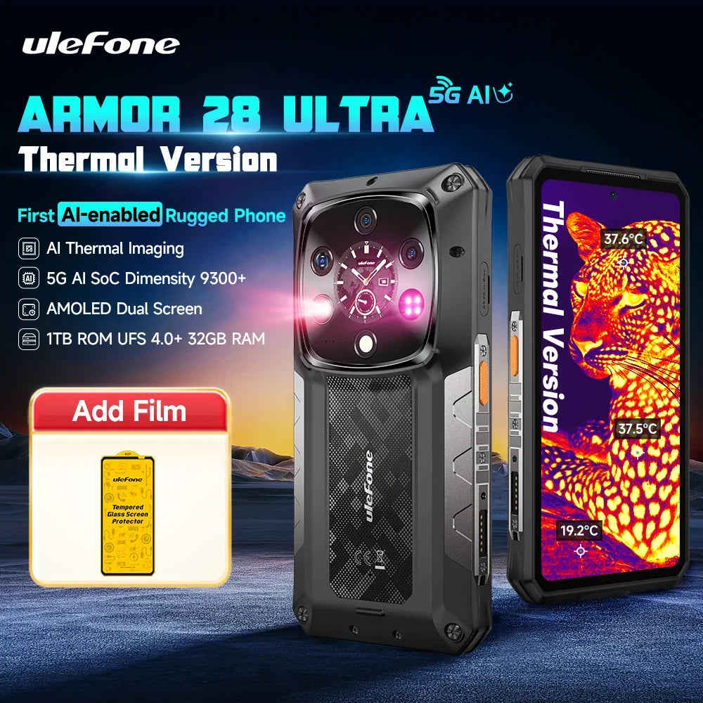 Ulefone Armor 28 Ultra 5G AI Thermal Imaging Rugged Phone Dimensity 9300+ 1TB ROM 32GB RAM Android Smartphone Zara-Craft