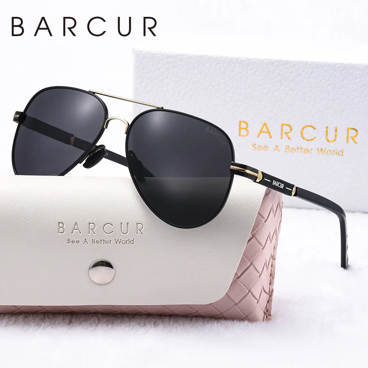 BARCUR Oversize Polarized Sunglasses for Women Trendy Double Beam Design Metal Elliptical Frame with UV400 Protection Fashionable Sun Glasses for Summer Outdoor & Daily Wear Stevvex