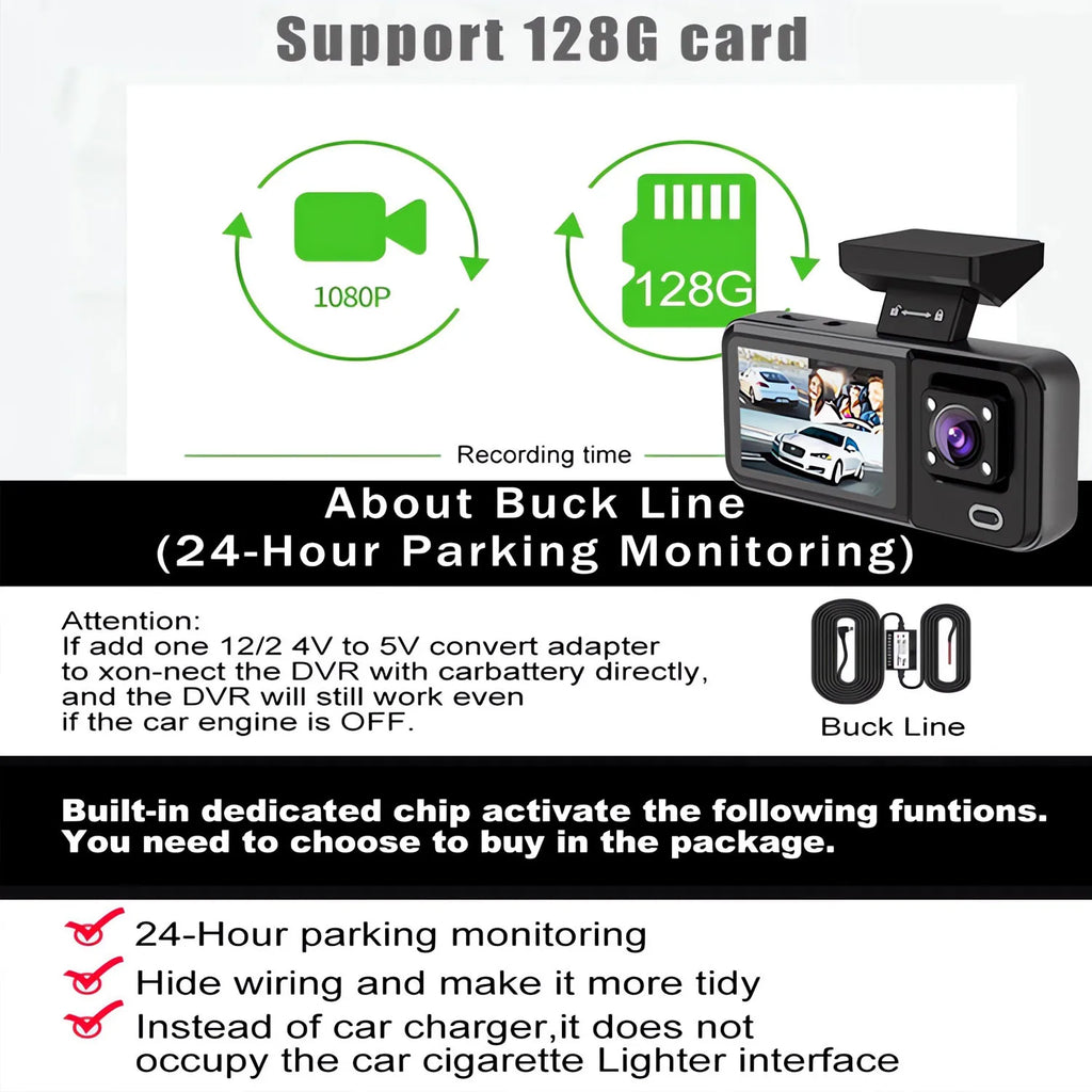 3 Channel WIFI Car DVR HD 1080P Cabin Vehicle Dash Cam Three Way Camera DVRs Recorder Video