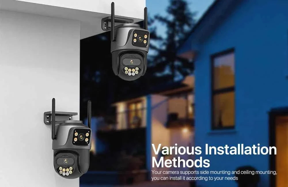 External Wifi PTZ Camera Dual Lens 4K 8MP HD Outdoor IP Camera 4MP Auto Tracking Security Protection CCTV Surveillance iCsee P2P WTN Essentials
