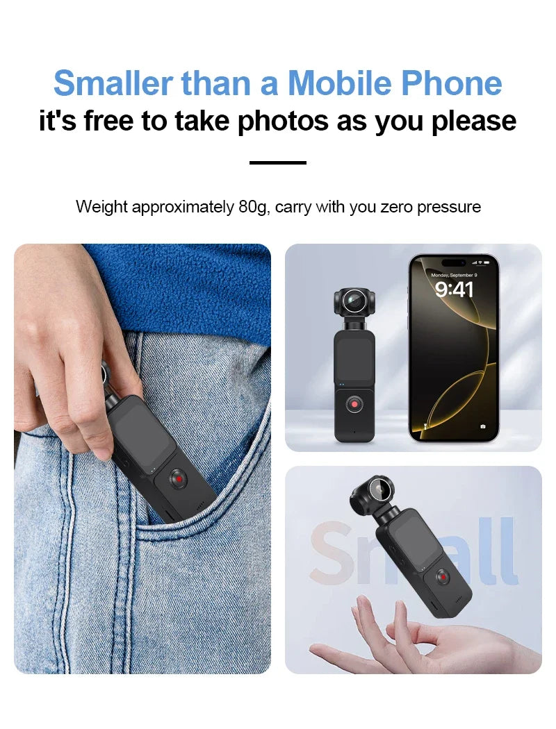 AEVYVKV 5K Ultra HD Pocket Action Camera 270° Rotatable Vlog WIFI Sports Camera ELS Anti-Shake Bicycle Outdoor Sports Camera Recorder