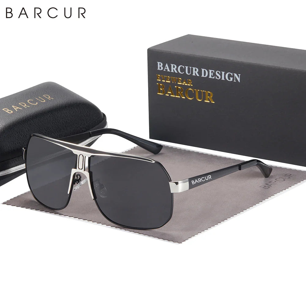 BARCUR Polarized Sunglasses for Men – Trendy UV400 Gradient Lens Oval Comfortable Frame Sports Driving Hiking Fishing Outdoor Fashion Eyewear with Durable Stainless Steel Frame – Casual Apparel Accessory Gift for Him Stevvex