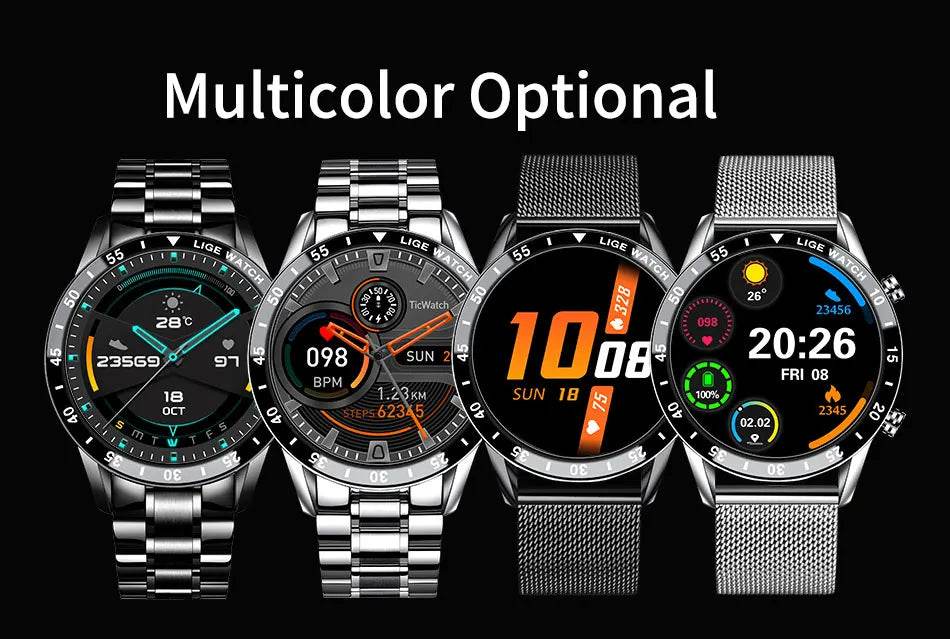 LIGE Smart Watch Men Full Circle Touch Screen Bluetooth Call Men Smartwatch Waterproof Sport Activity Fitness Watch+Box