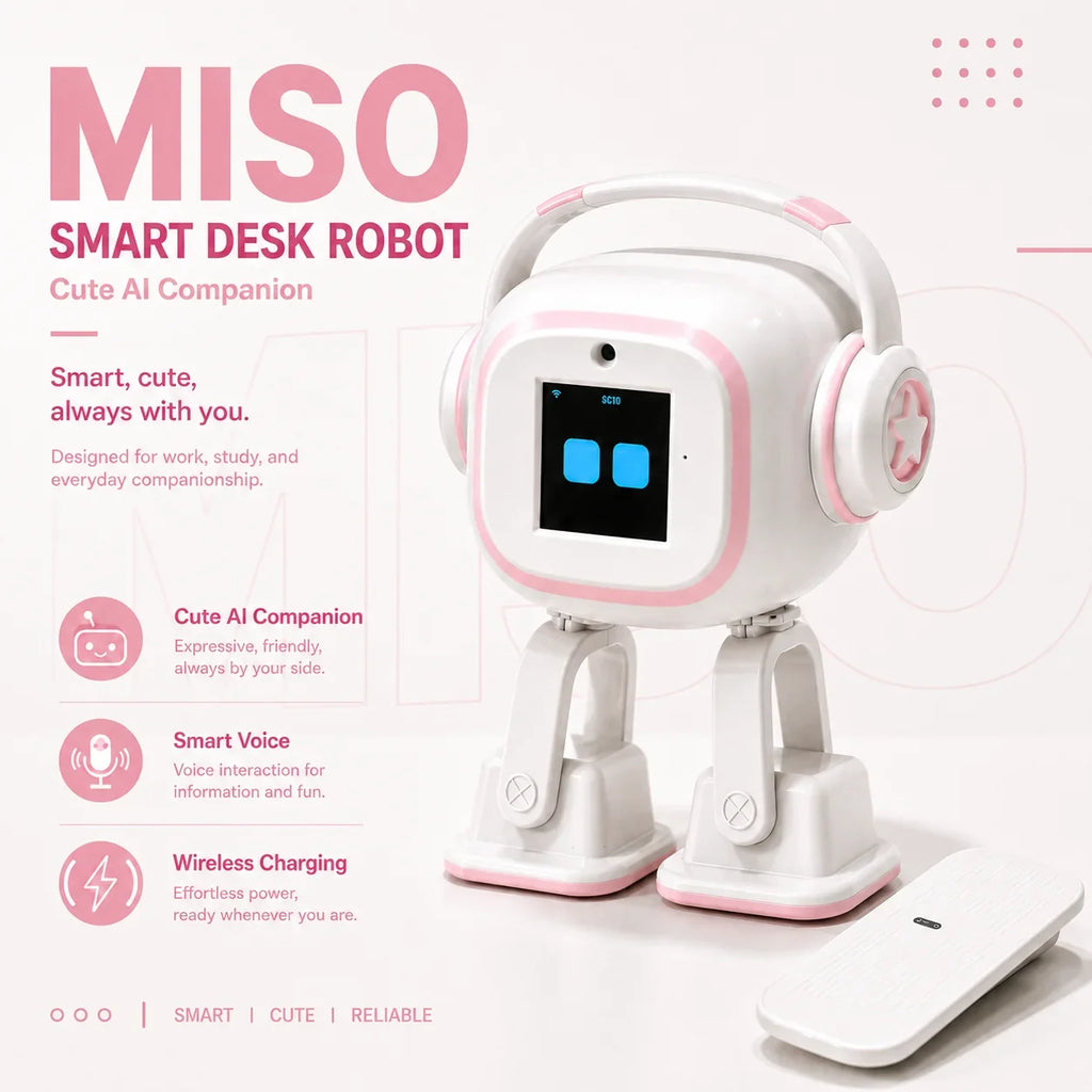 Miso Interactive AI Desktop Robot | EMO Smart Chat, Multilingual Companion, Dancing Mini Robot Charging Skateboard Fun Gift Toy FLIPSTYLEZLLC
