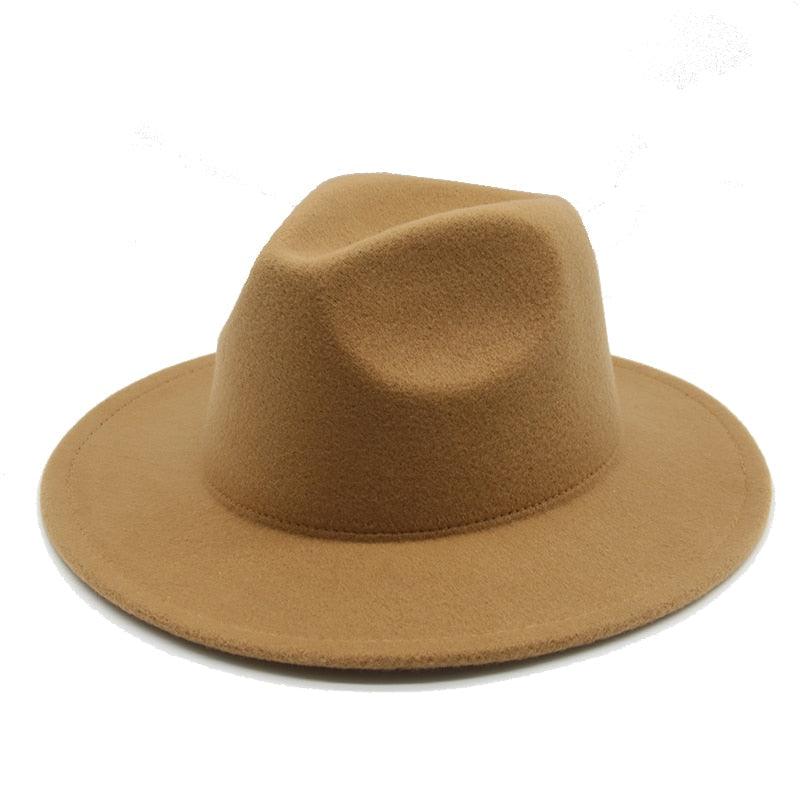 Women Luxury Fedora Hat Women Fedora Hat Women Solid Wide Brim Winter Men Hat Retro Wide Autumn Unique Style Men Hat Vintage Brown Formal Wedding Fedora Hats Stevvex