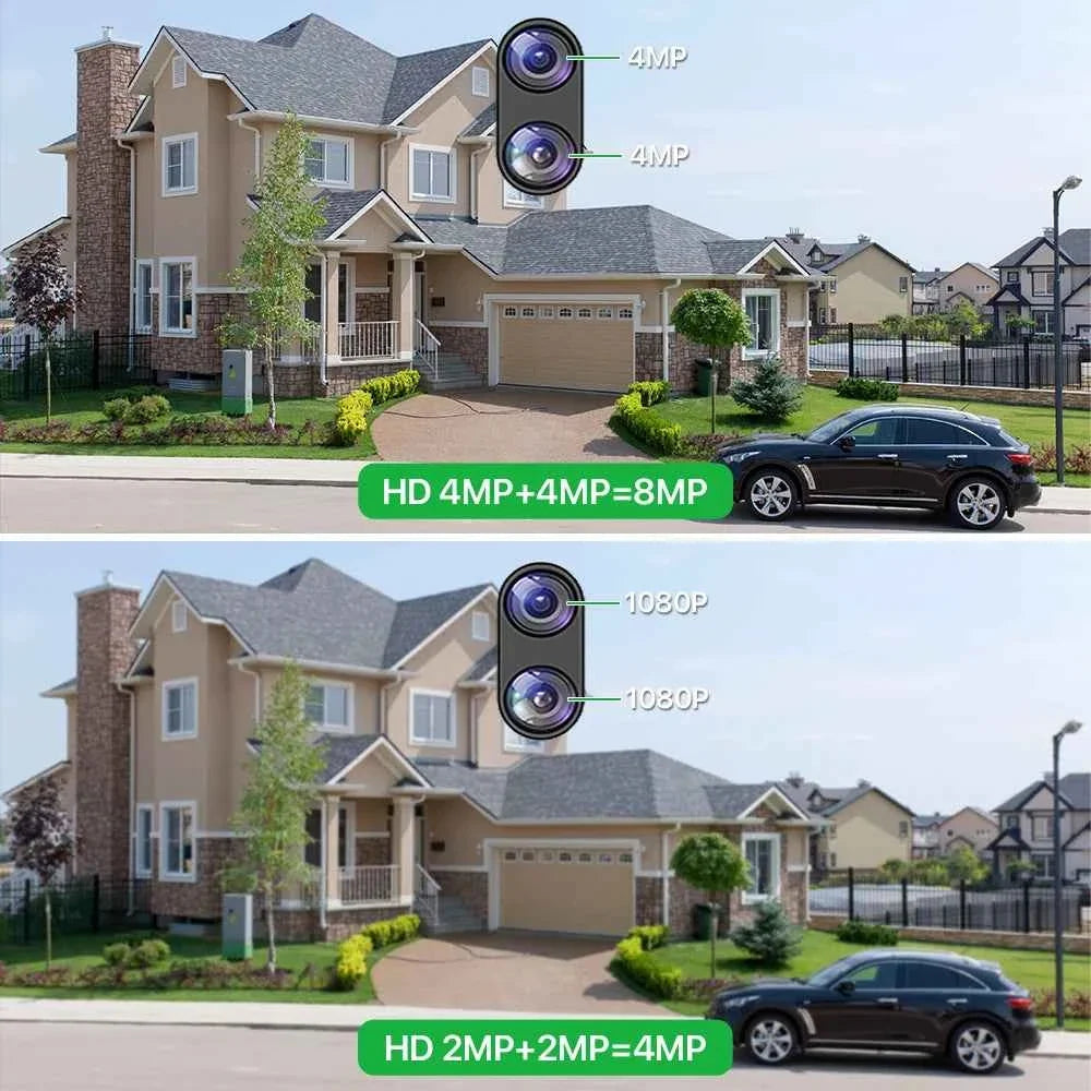 External Wifi PTZ Camera Dual Lens 4K 8MP HD Outdoor IP Camera 4MP Auto Tracking Security Protection CCTV Surveillance iCsee P2P WTN Essentials