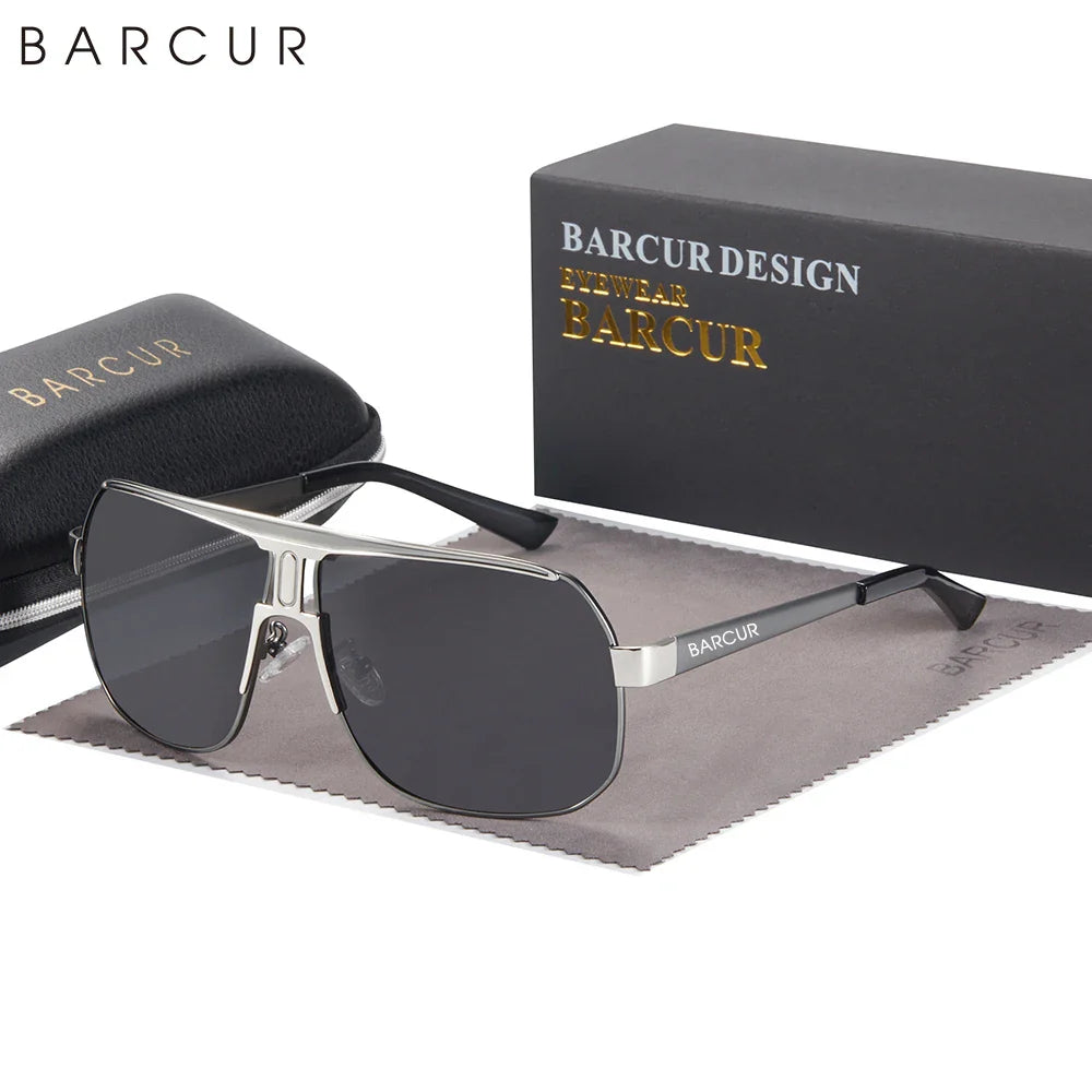 BARCUR Polarized Sunglasses for Men – Trendy UV400 Gradient Lens Oval Comfortable Frame Sports Driving Hiking Fishing Outdoor Fashion Eyewear with Durable Stainless Steel Frame – Casual Apparel Accessory Gift for Him Stevvex