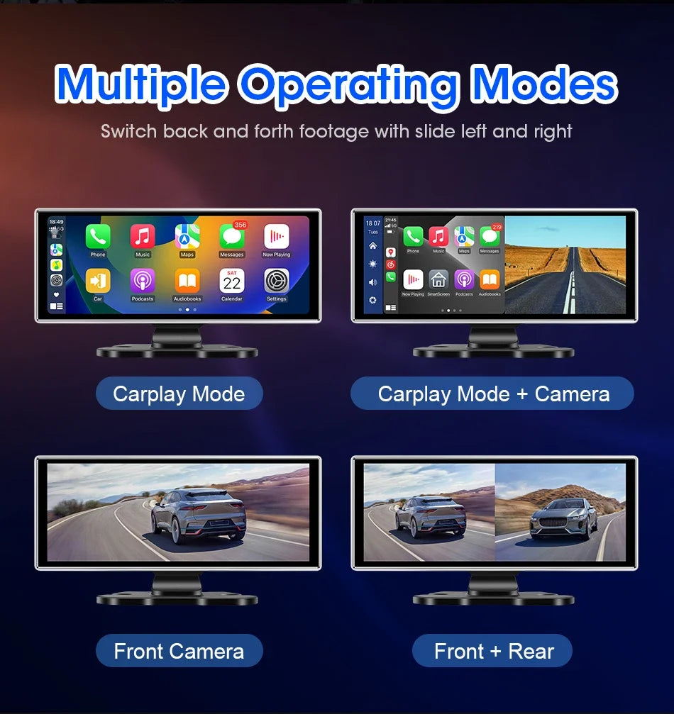 11.26 inch Dash Cam 4K Car DVR Wireless CarPlay & Android Auto GPS Navigation Video Recorder Dashboard Dual Lens WIFI FM AUX