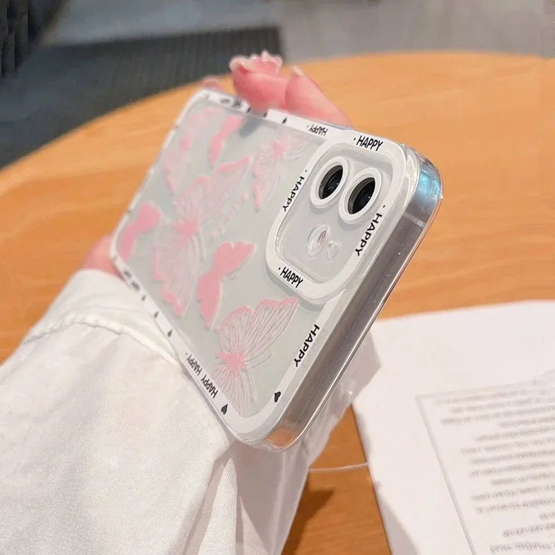 Cute Pink Butterfly Pattern Phone Case