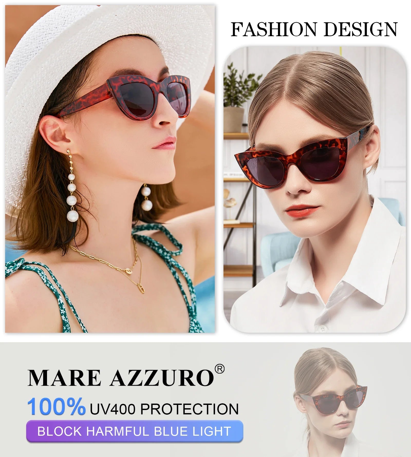MARE AZZURO Reading Sunglasses Women Vintage Computer Glasses For Farsightedness Cat Eye Magnifying Readers