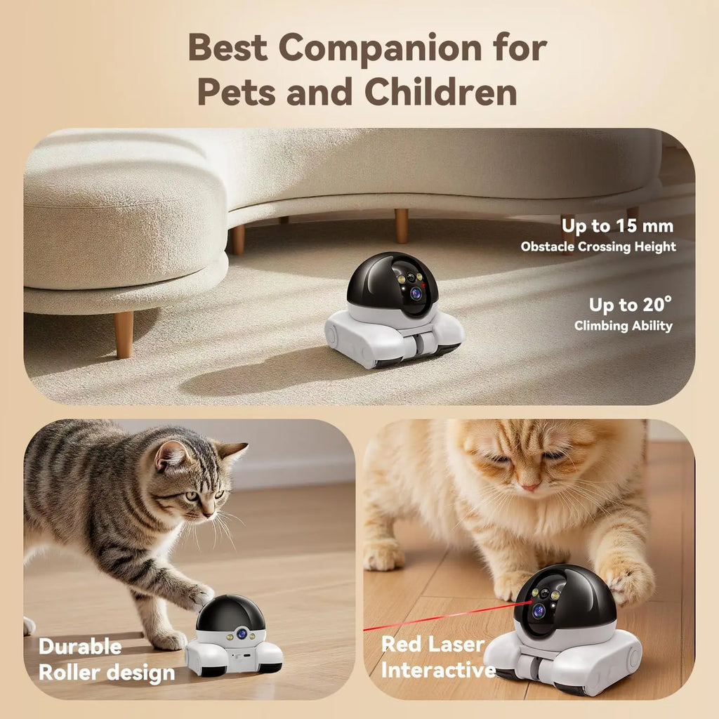 Indoor Security Camera 1080P Dual Lens, Mobile Robot with Wheels, Two-Way Audio, Remote-Controlled Bot with Night Vision, App-Controlled for Home Safety, Pets, Baby, Elderly FLIPSTYLEZLLC