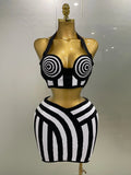 Optical Illusion Halter Bandage 2-Piece Set Rose In Concrete 🥀