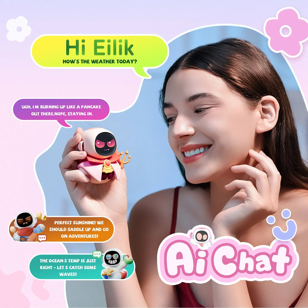 Eiliko Coral Pink - Your Tiny AI Charm Robot That Matches Every Daily Outfit, Fun Electronic Pendant Toys, for Couples and Best Friends. FLIPSTYLEZLLC