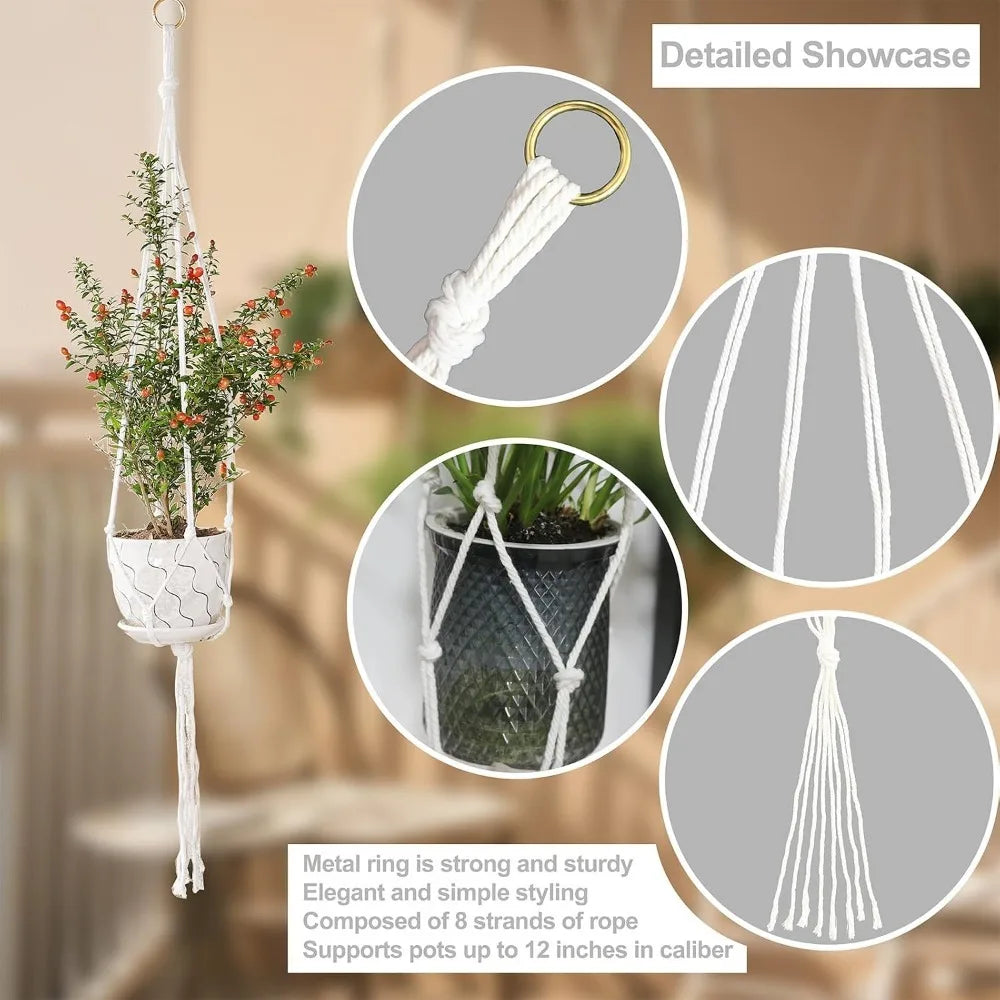 3‑Pack Macrame Plant Hangers, Bohemian Cotton Hanging Plant Holders with Complete Mounting Hardware for Indoor Outdoor Decor FLIPSTYLEZLLC