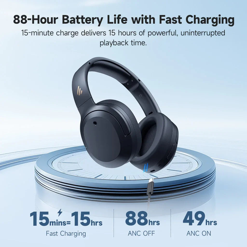 Edifier ANC Wireless Headphone Bluetooth 6.1 Over-ear Headset -49dB Noise Cancelling Earphone Hi-Res Audio