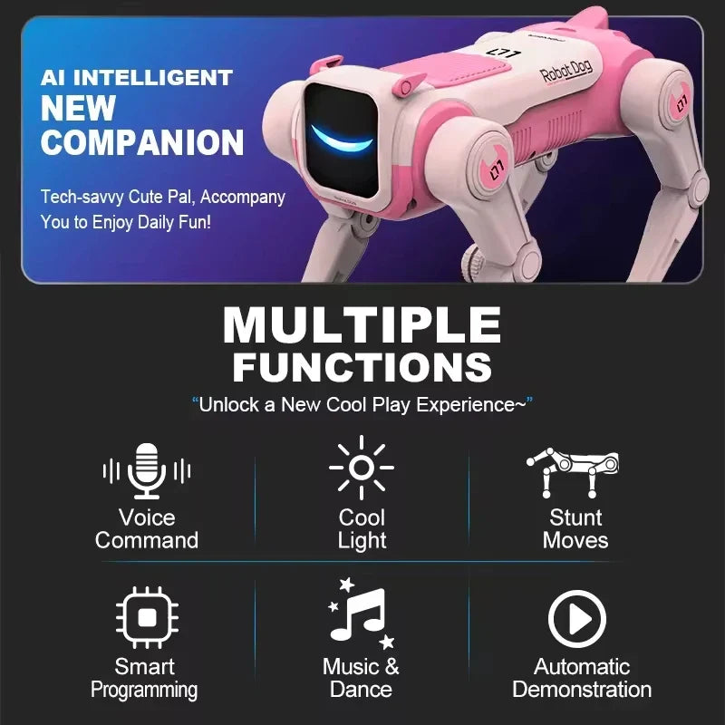 RC Mechanical Dog Intelligent AI RC Robot Dog Voice Command Programmable Singing Dancing Electronic Stunt Bionic Smart Robot Dog FLIPSTYLEZLLC