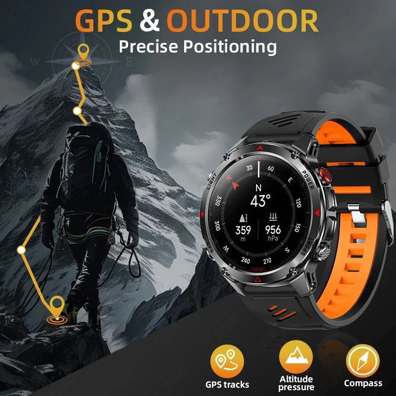 LIGE New Professional GPS Track Sports Smartwatch Outdoor RIDE Run Compass Altimeter 3ATM Fitness Bracelets 540mAh Watches