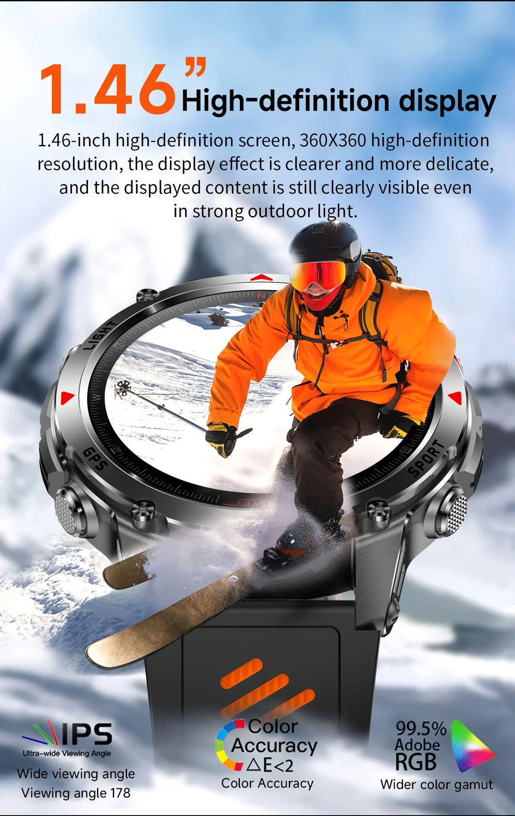 LIGE New Professional GPS Track Sports Smartwatch Outdoor RIDE Run Compass Altimeter 3ATM Fitness Bracelets 540mAh Watches
