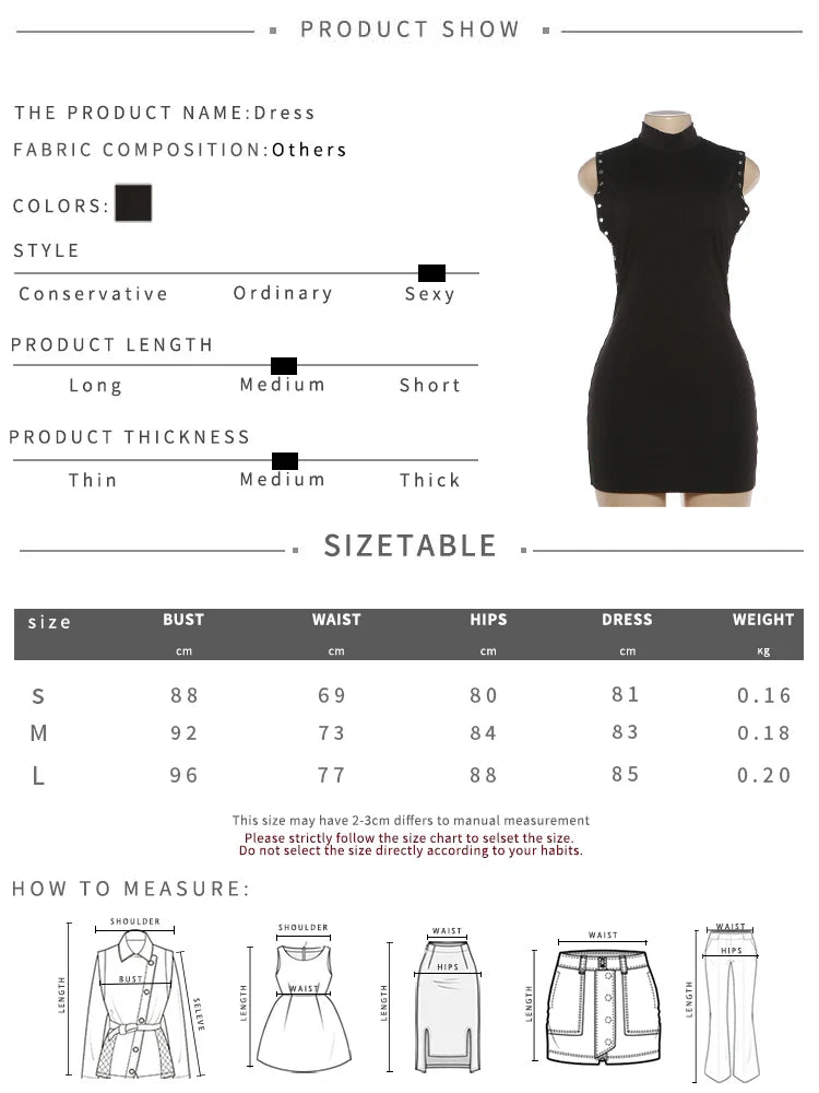 Midnight Muse Black Studded Mini Dress