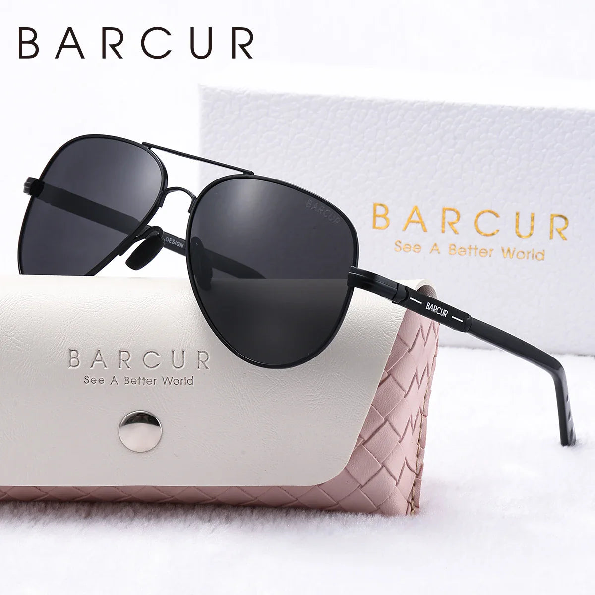 BARCUR Oversize Polarized Sunglasses for Women Trendy Double Beam Design Metal Elliptical Frame with UV400 Protection Fashionable Sun Glasses for Summer Outdoor & Daily Wear Stevvex