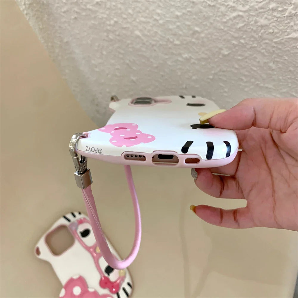 Hello Kitty Glasses Cute Pink Bow Lovely Phone Case