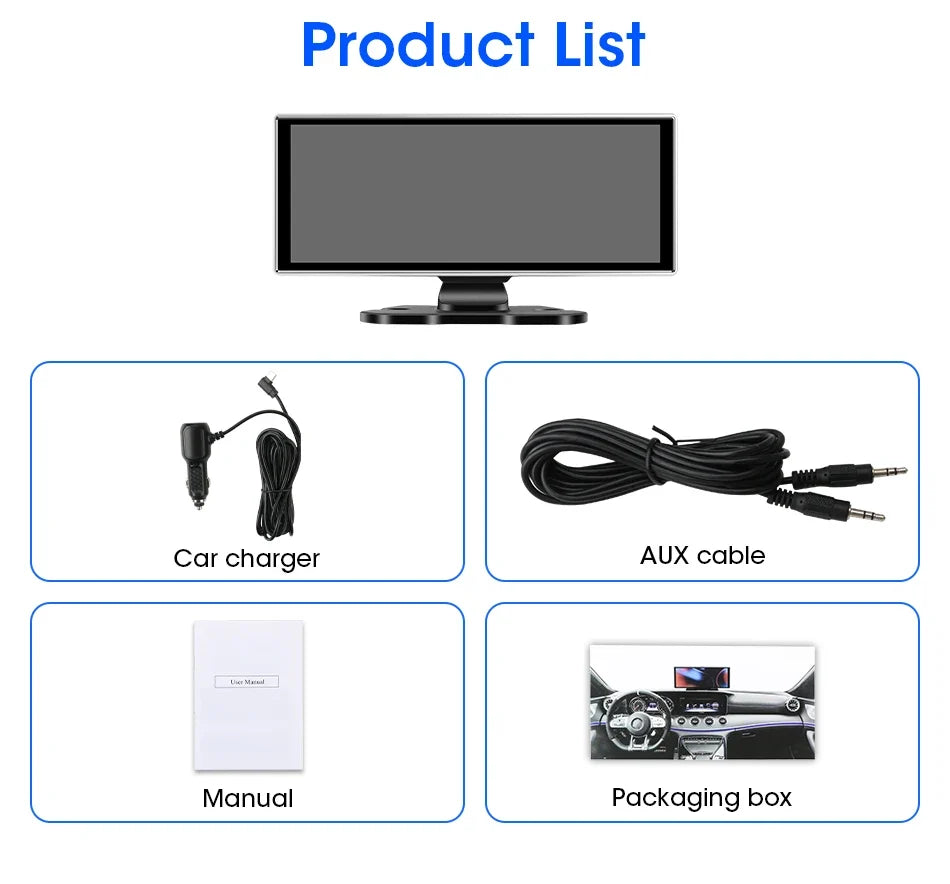 11.26 inch Dash Cam 4K Car DVR Wireless CarPlay & Android Auto GPS Navigation Video Recorder Dashboard Dual Lens WIFI FM AUX
