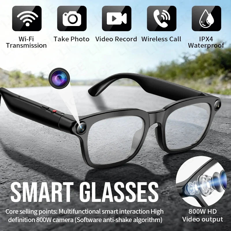 LIGE Smart Glasses HD Photo Video Open AI Record Translation Touch Photochromic Lenses Bluetooth Call Music Multifunction Glasses