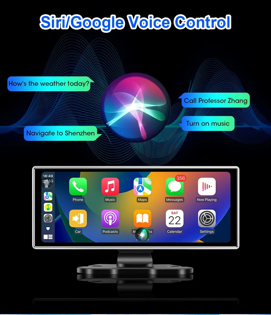 11.26 inch Dash Cam 4K Car DVR Wireless CarPlay & Android Auto GPS Navigation Video Recorder Dashboard Dual Lens WIFI FM AUX