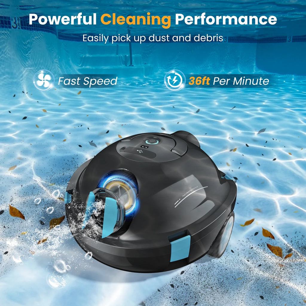 INSE Y10 Cordless Robotic Pool Cleaner,90 Mins Runtime,Self-Parking, for Above/Inground Pools Up to 65ft/1100 Sq.Ft (Black)) FLIPSTYLEZLLC