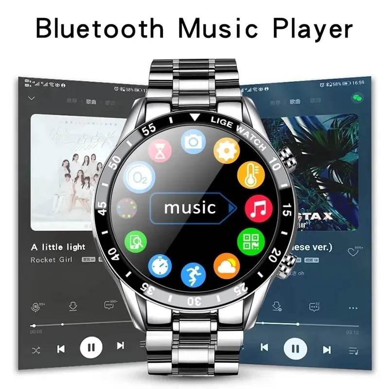 LIGE Smart Watch Men Full Circle Touch Screen Bluetooth Call Men Smartwatch Waterproof Sport Activity Fitness Watch+Box