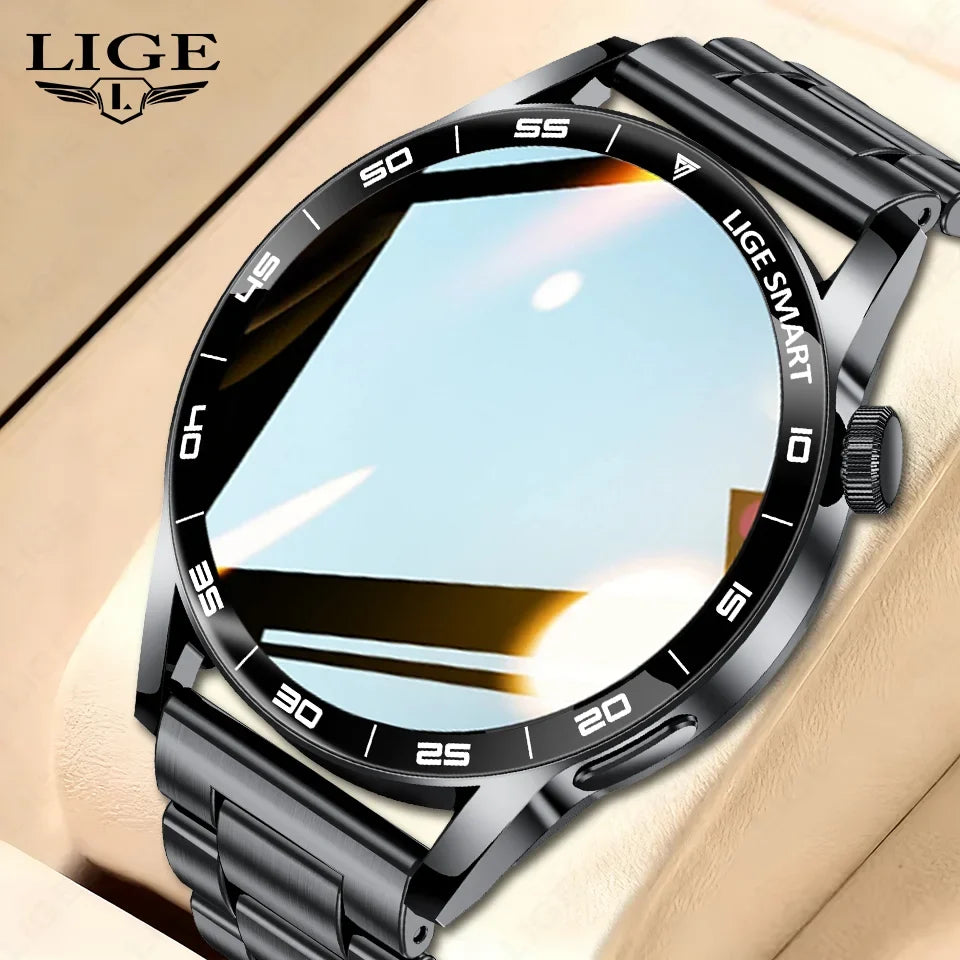 LIGE Smartwatch Men For Android iOS Phone 1.38" HD Bluetooth Call Heart Rate Monitor Waterproof Sport Smart Watch