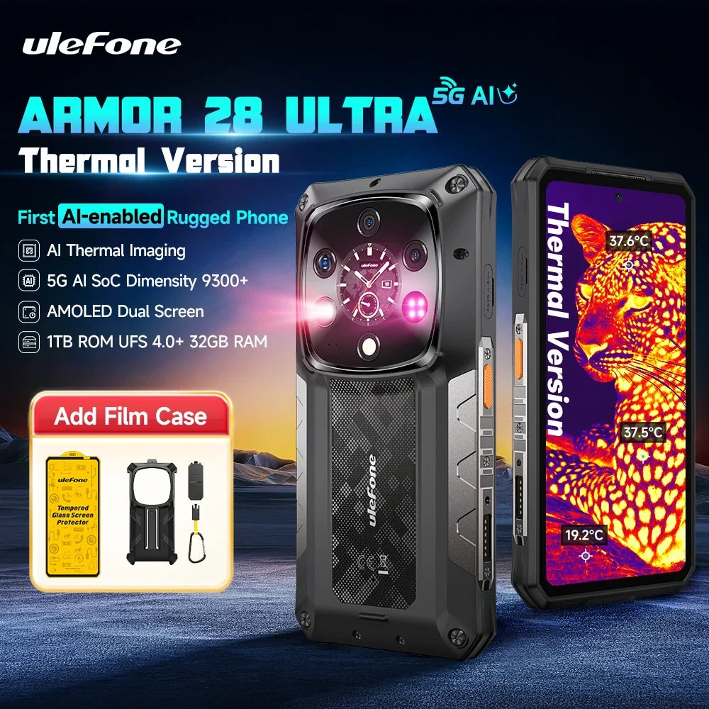 Ulefone Armor 28 Ultra 5G AI Thermal Imaging Rugged Phone Dimensity 9300+ 1TB ROM 32GB RAM Android Smartphone Zara-Craft