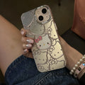 Kawaii Hello Kitty Phone Protective Case Miniso Anime Lovely Girl Good-Looking Full Screen Powder