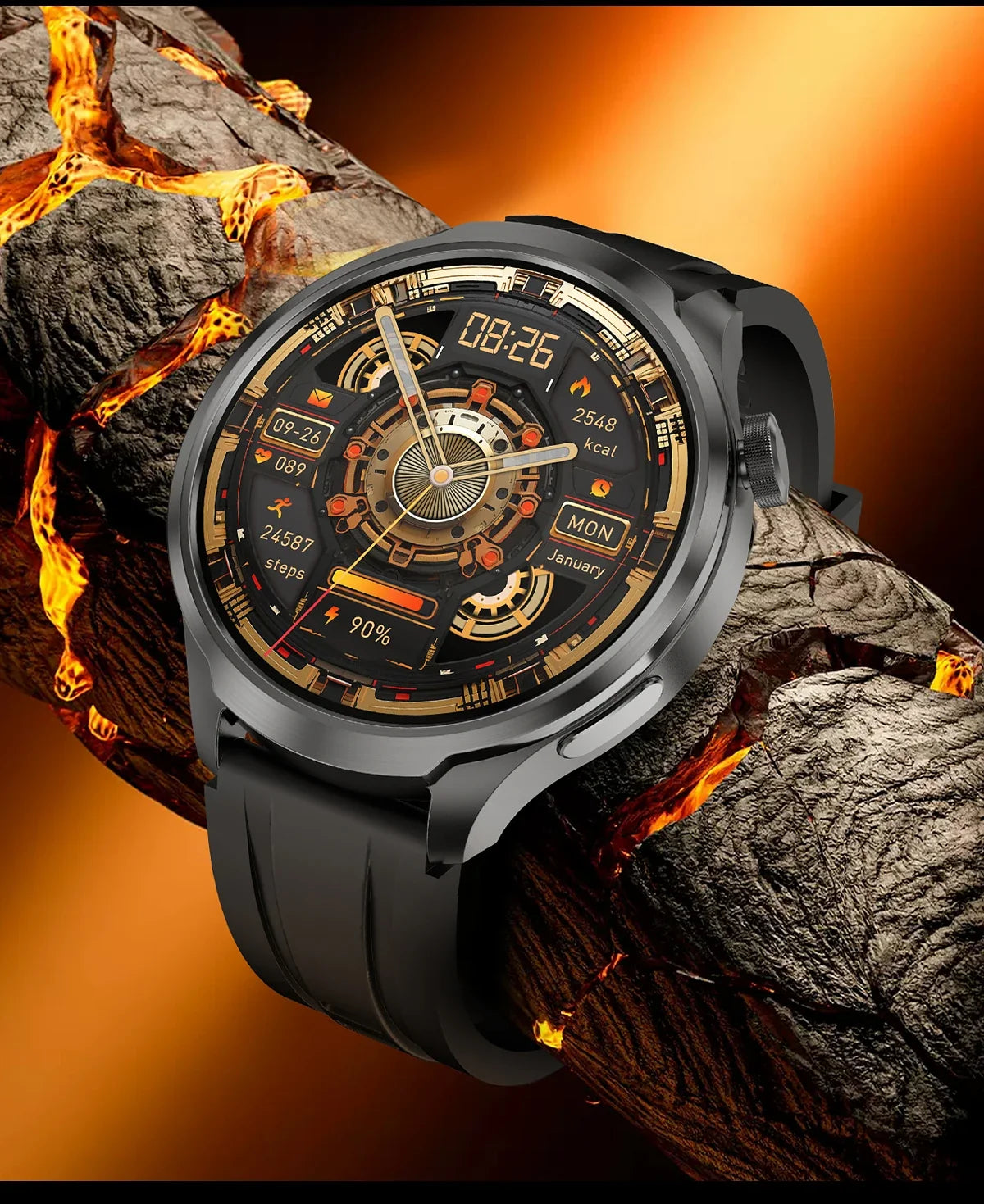 New GPS Sports NFC Fashion Smartwatch Men's 1.85 "AMOLED Screen Heart Rate Blood Pressure Health Smart Watch For Huawei IOS