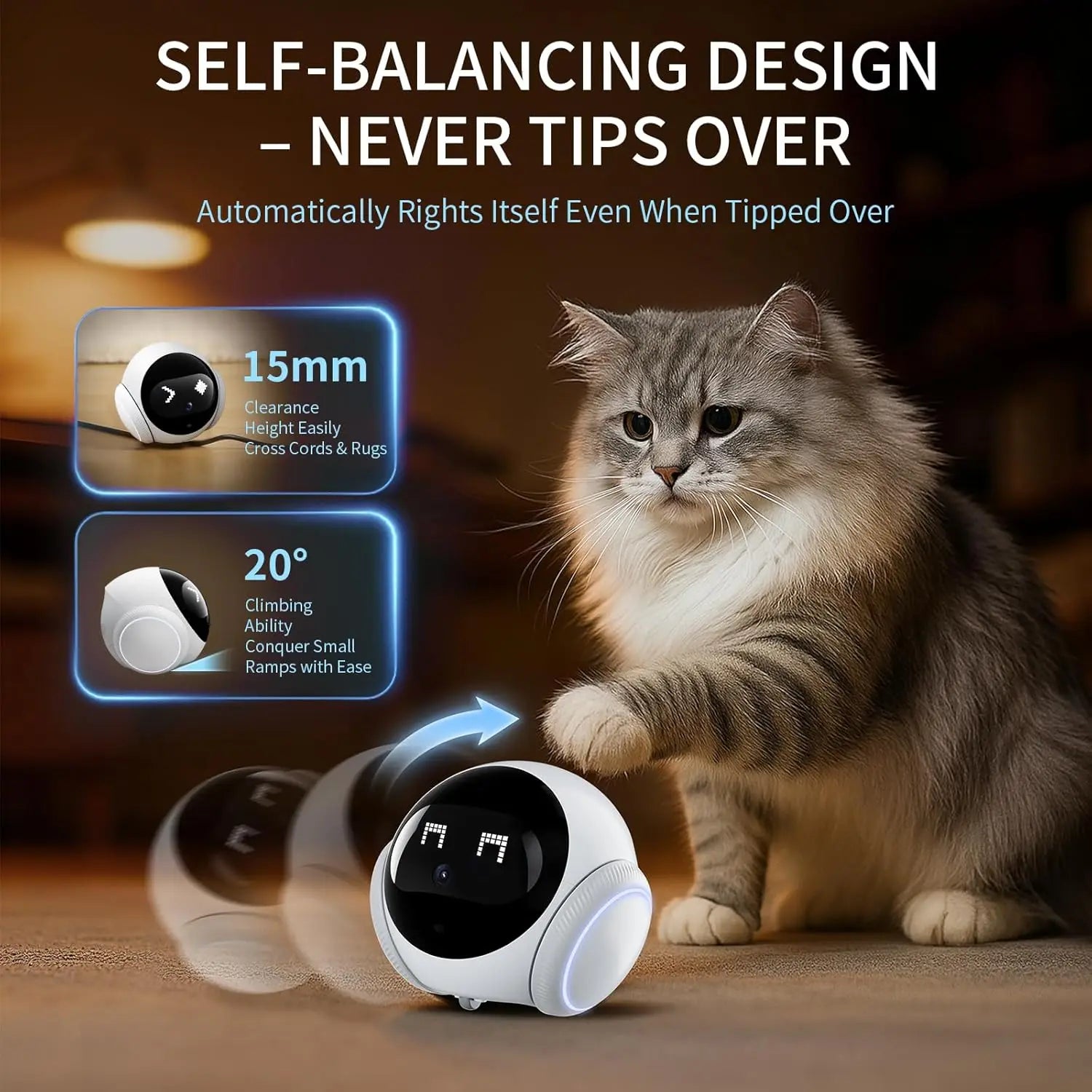 1080P HD Movable Pet Camera with 2.4GHz WiFi, Motion Tracking, Laser Toy, Two-Way Audio, App Controlled - Robot Companion Monitor for Dogs and Cats Home Security FLIPSTYLEZLLC