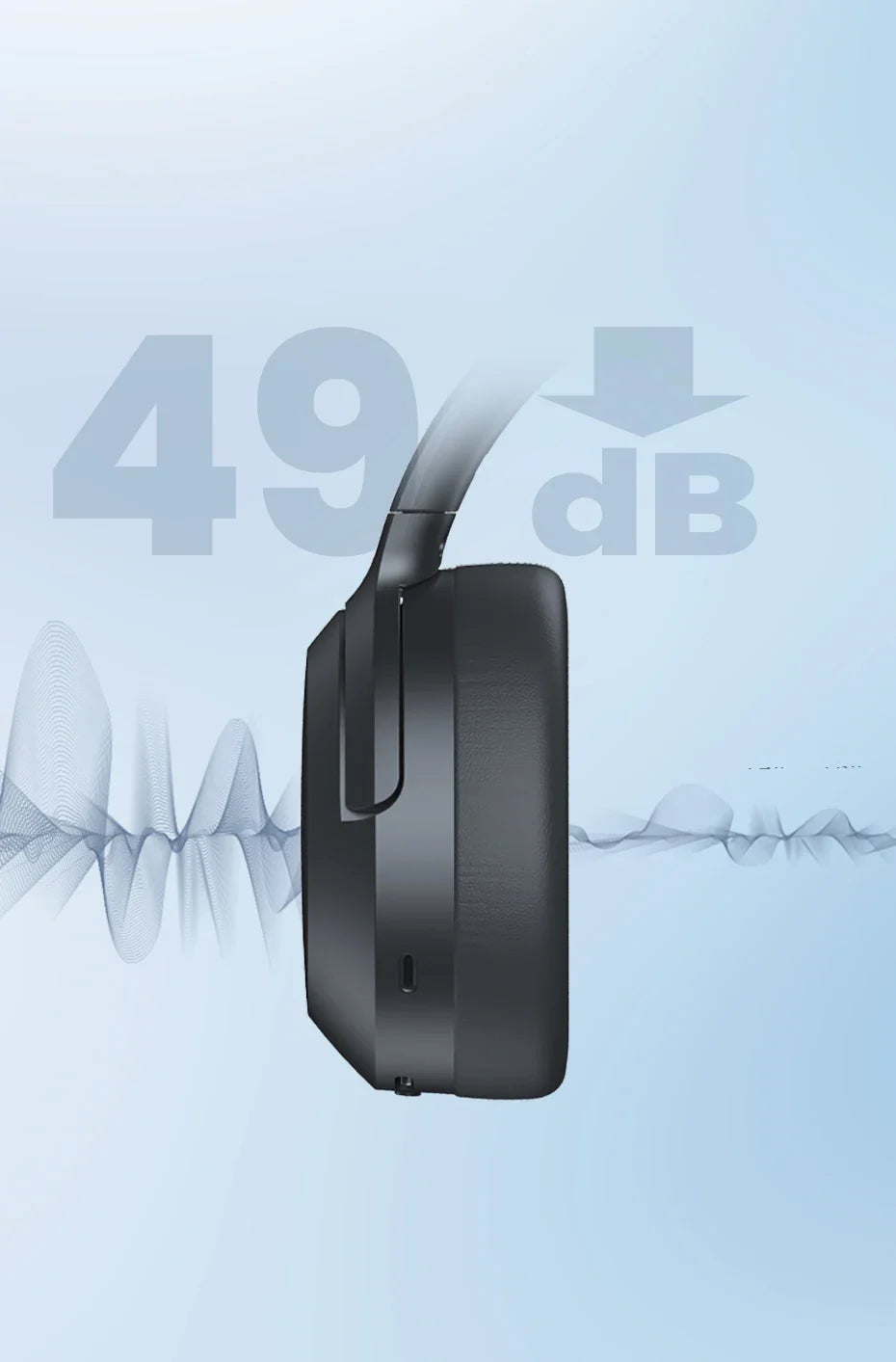Edifier ANC Wireless Headphone Bluetooth 6.1 Over-ear Headset -49dB Noise Cancelling Earphone Hi-Res Audio
